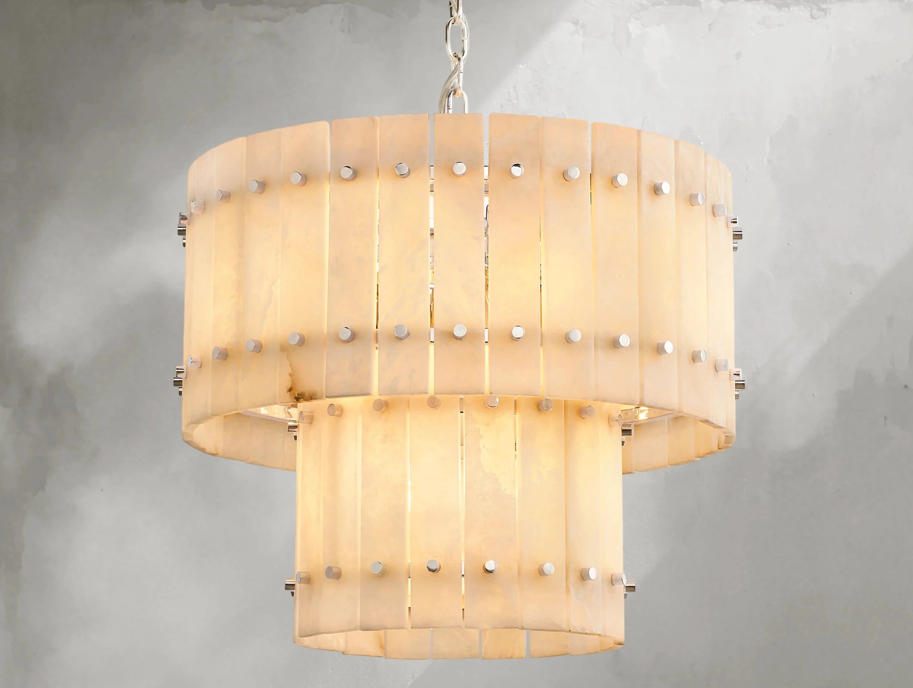 Royce Alabaster Round Tiered Chandelier ZELNO LIGHTING