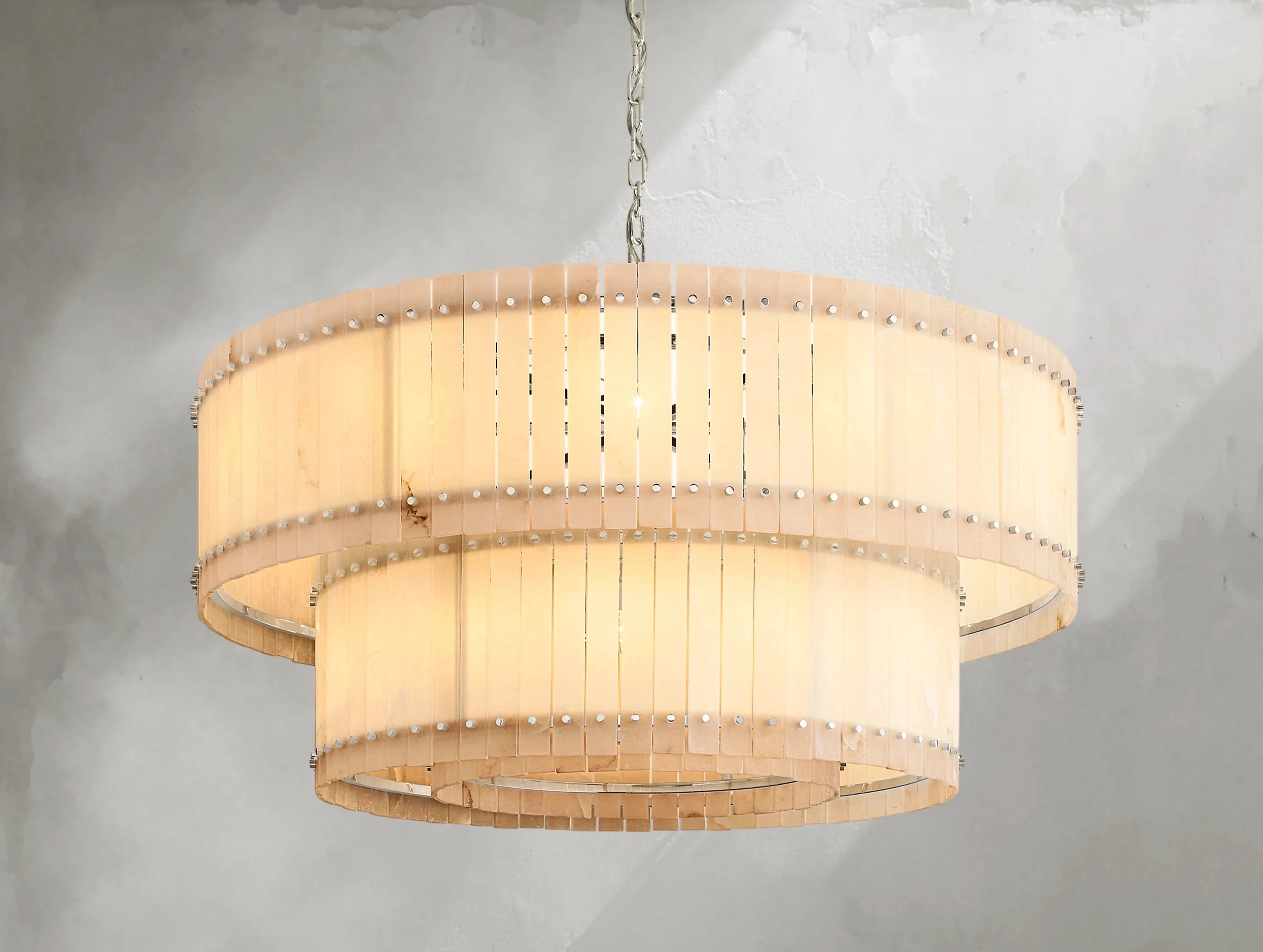 Royce Alabaster Round Tiered Chandelier ZELNO LIGHTING