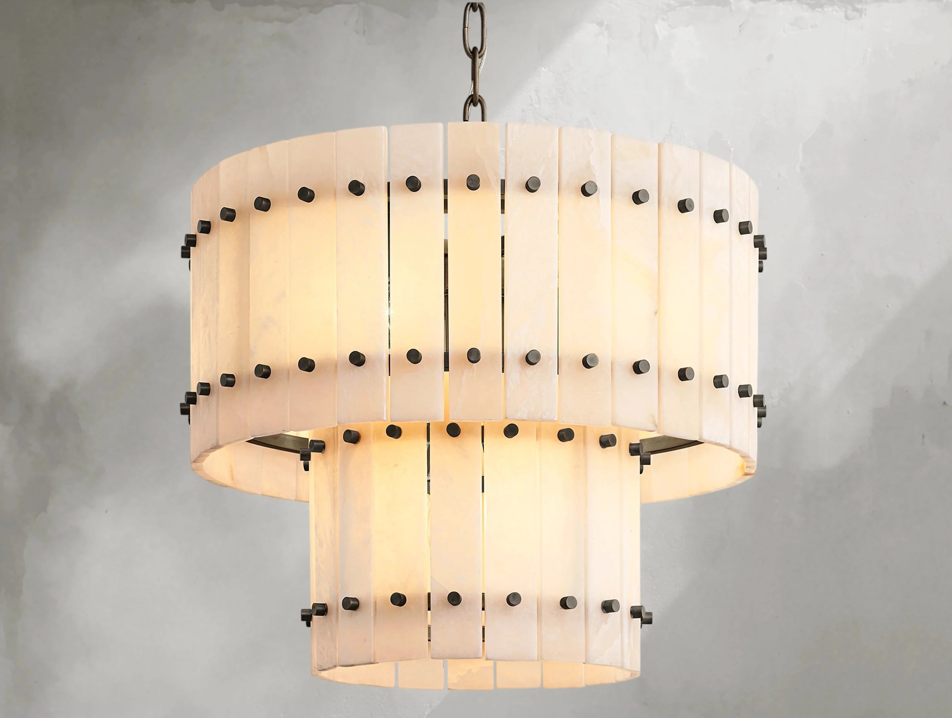Royce Alabaster Round Tiered Chandelier ZELNO LIGHTING