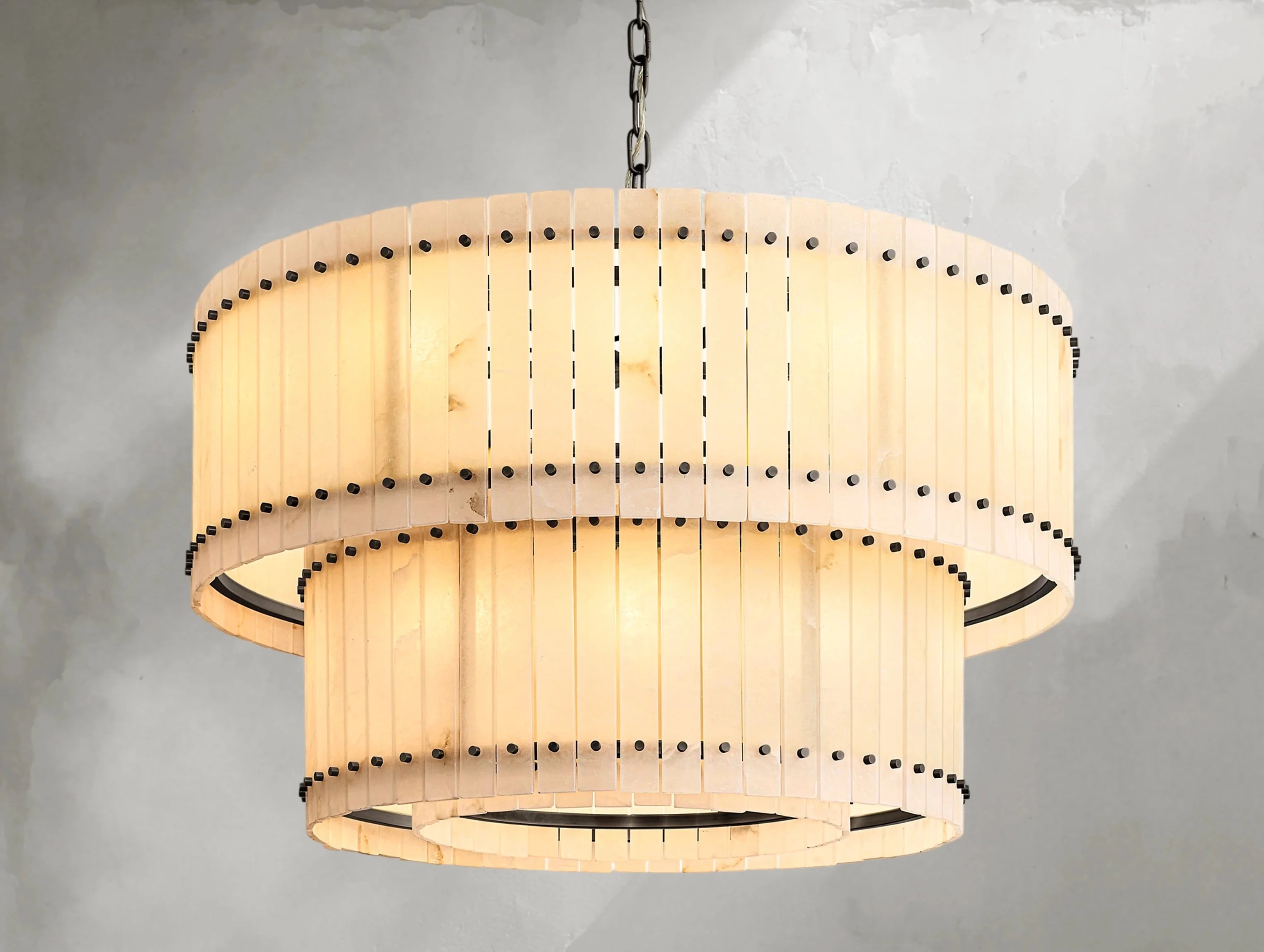 Royce Alabaster Round Tiered Chandelier ZELNO LIGHTING
