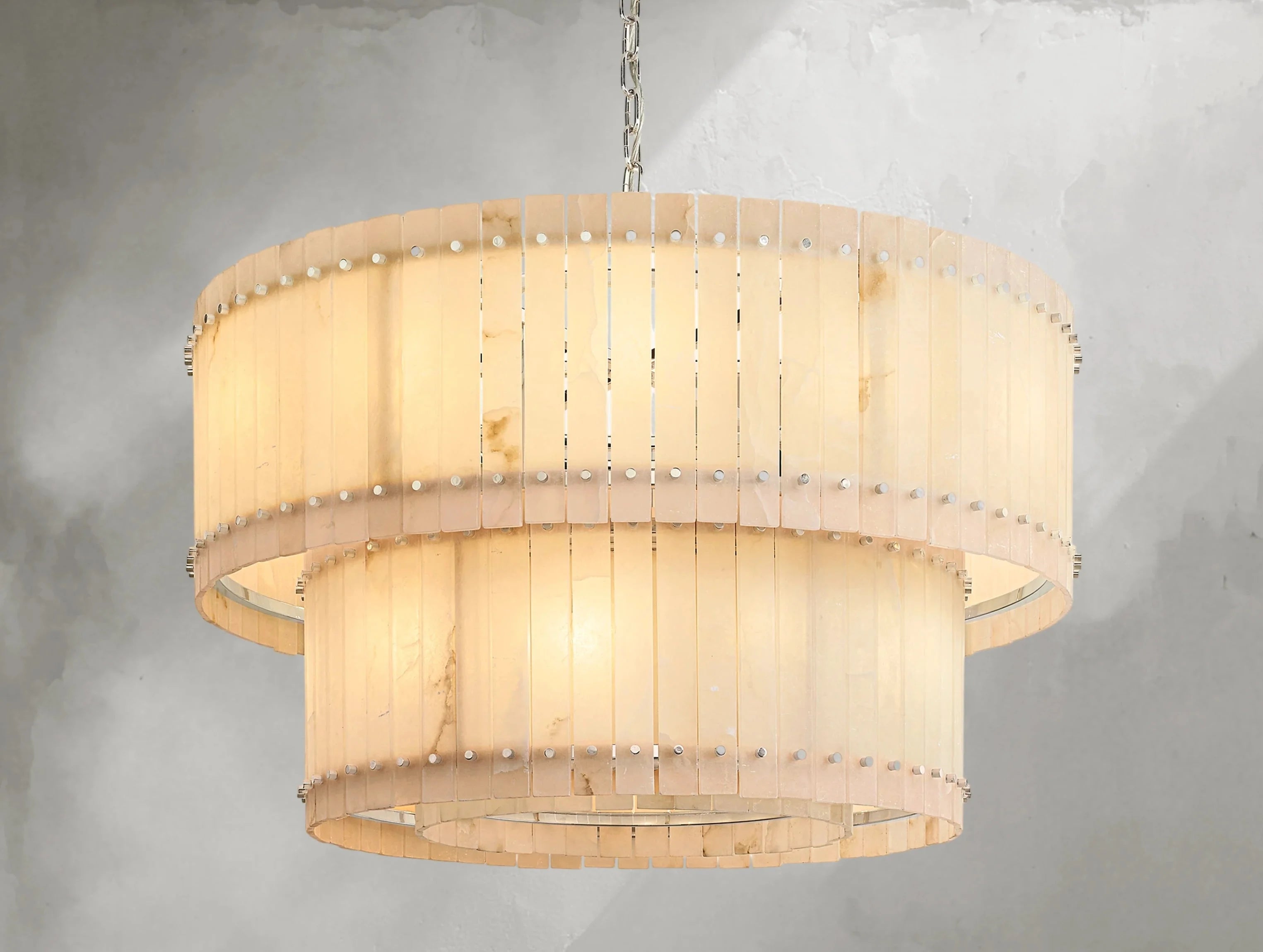 Royce Alabaster Round Tiered Chandelier ZELNO LIGHTING