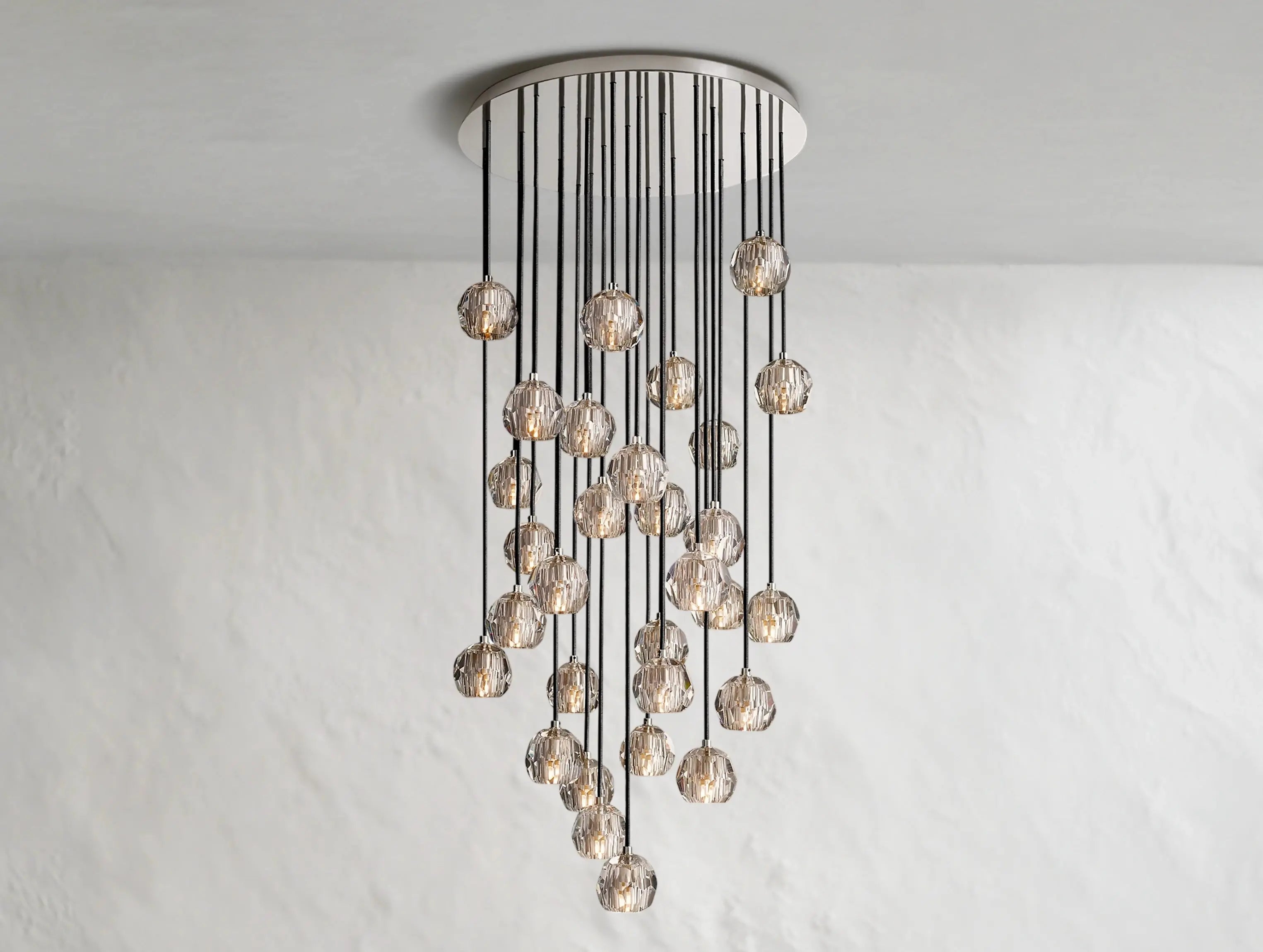 Orbital Cristal Glass Round Cluster Chandelier ZELNO LIGHTING