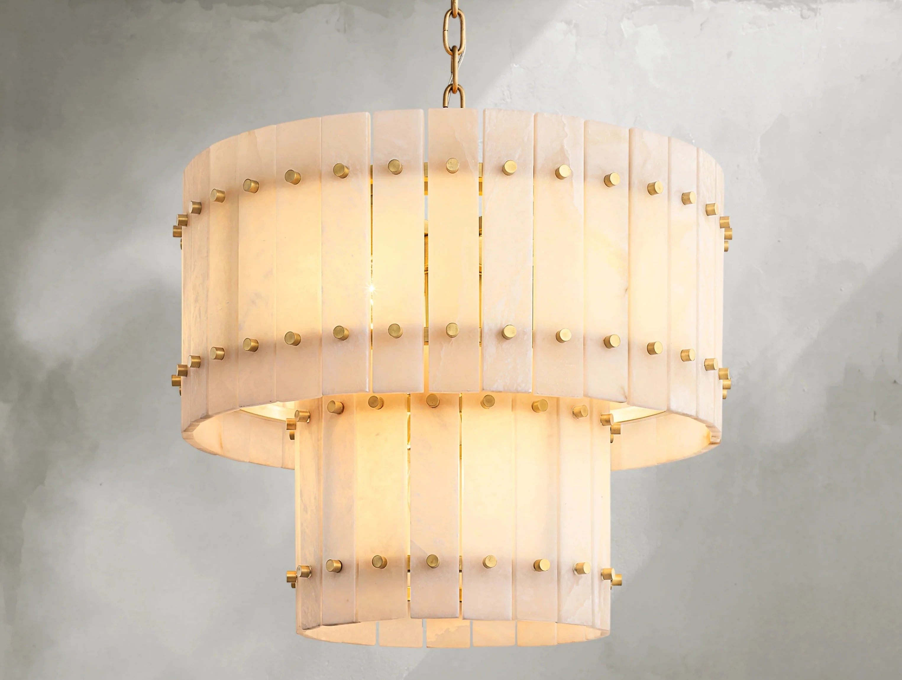 Royce Alabaster Round Tiered Chandelier ZELNO LIGHTING