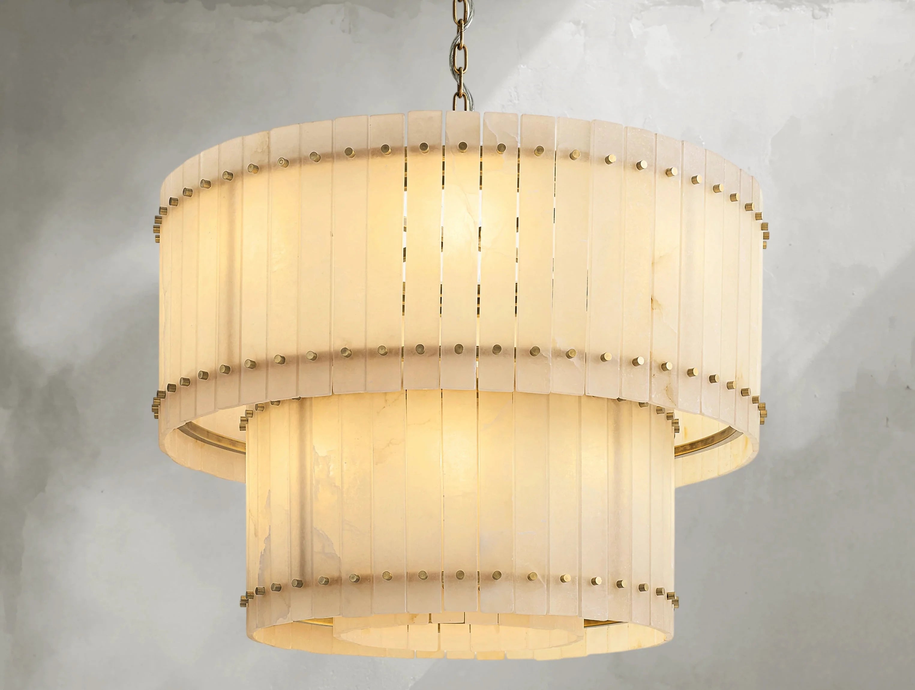 Royce Alabaster Round Tiered Chandelier ZELNO LIGHTING