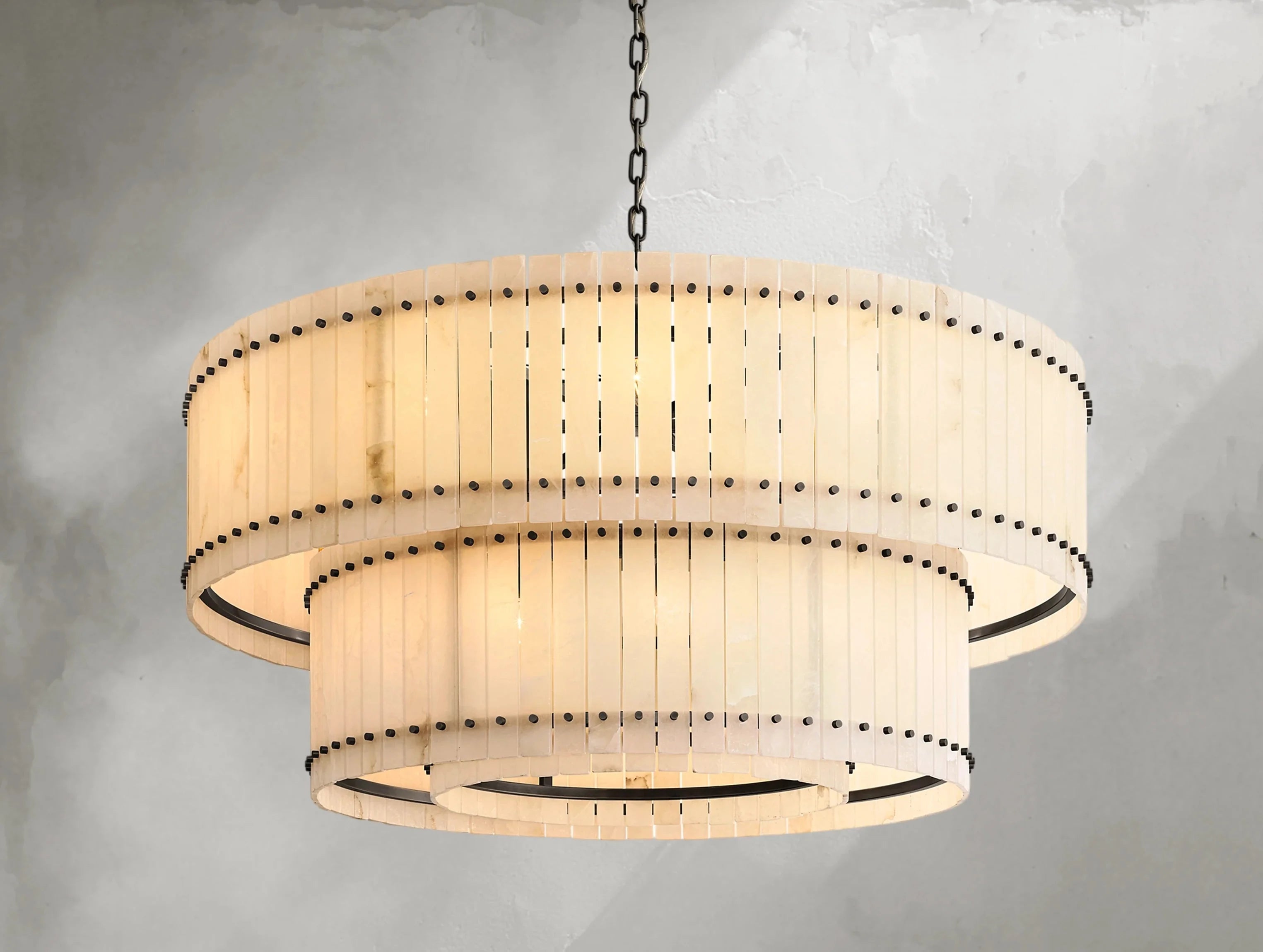 Royce Alabaster Round Tiered Chandelier ZELNO LIGHTING