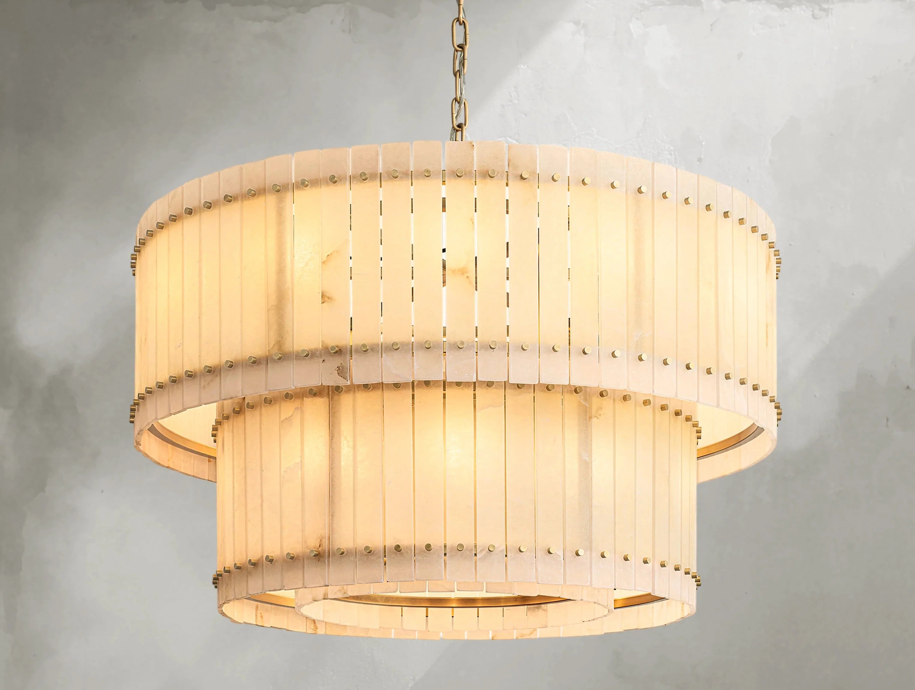 Royce Alabaster Round Tiered Chandelier ZELNO LIGHTING