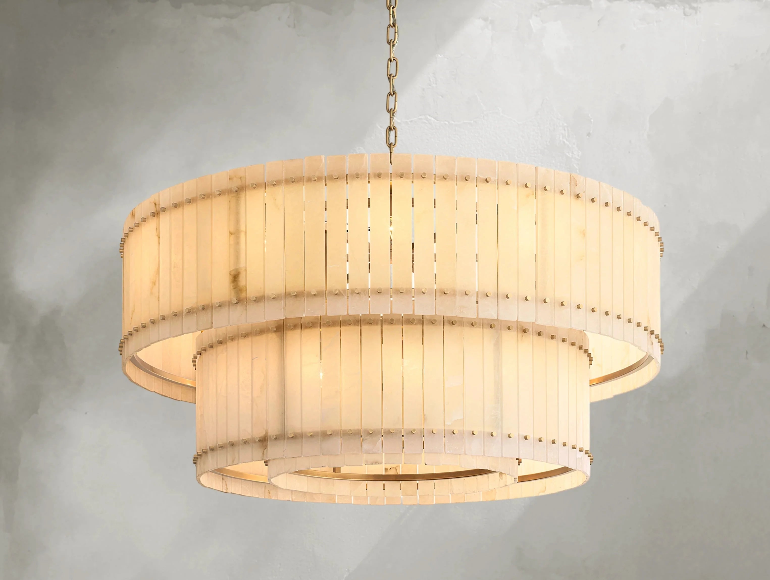 Royce Alabaster Round Tiered Chandelier ZELNO LIGHTING