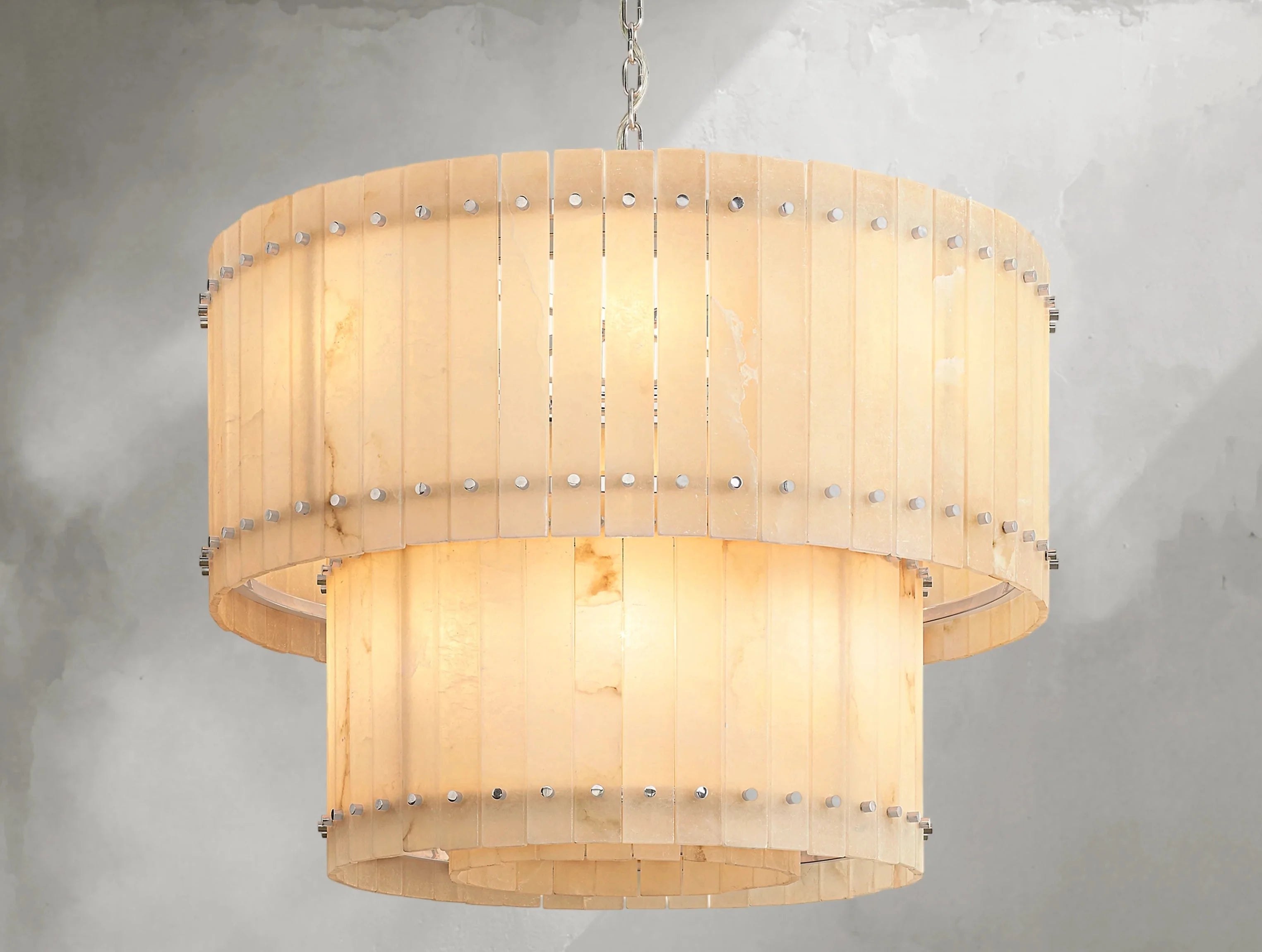 Royce Alabaster Round Tiered Chandelier ZELNO LIGHTING