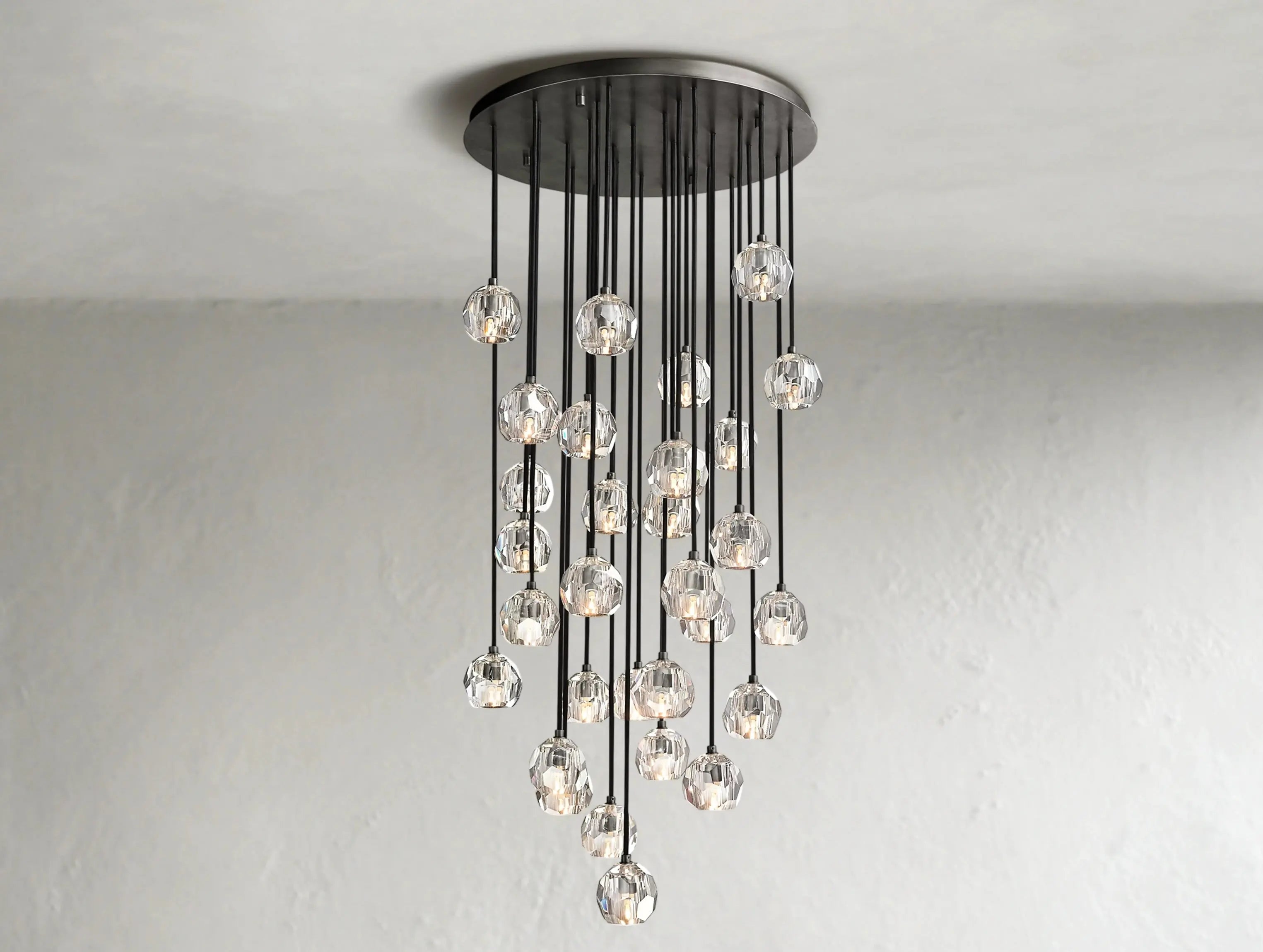 Orbital Cristal Glass Round Cluster Chandelier ZELNO LIGHTING