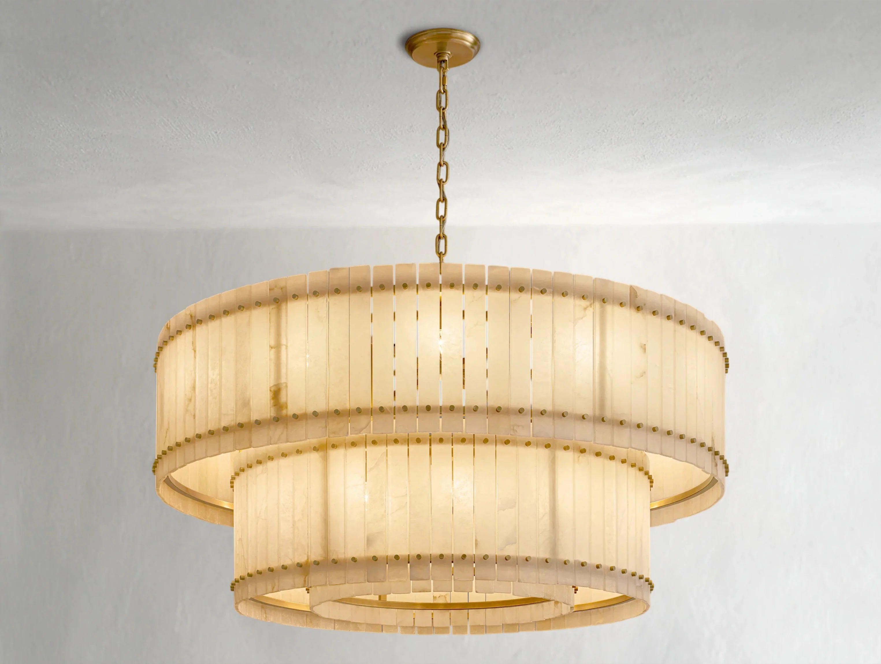 Royce Alabaster Round Tiered Chandelier ZELNO LIGHTING
