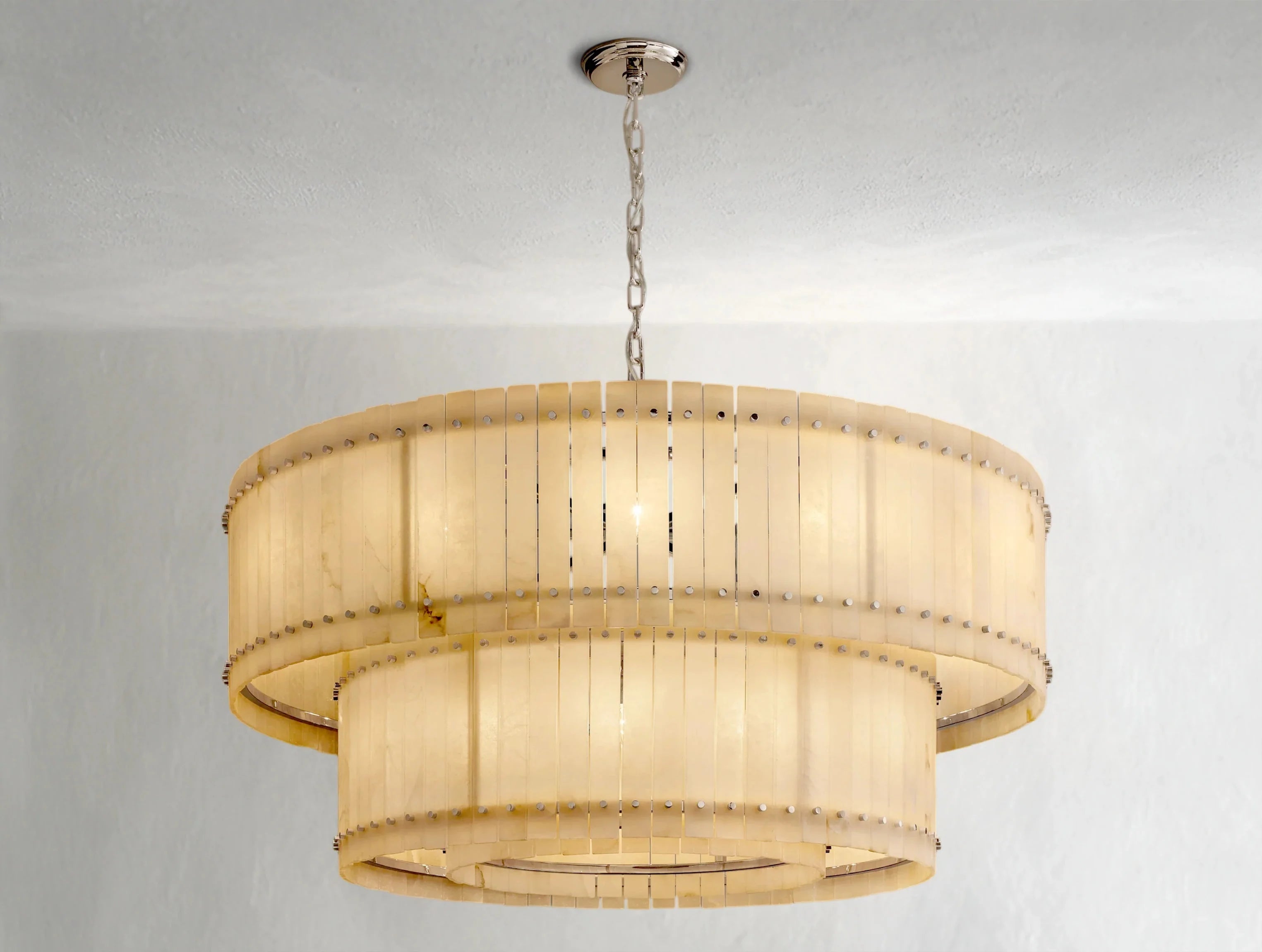 Royce Alabaster Round Tiered Chandelier ZELNO LIGHTING