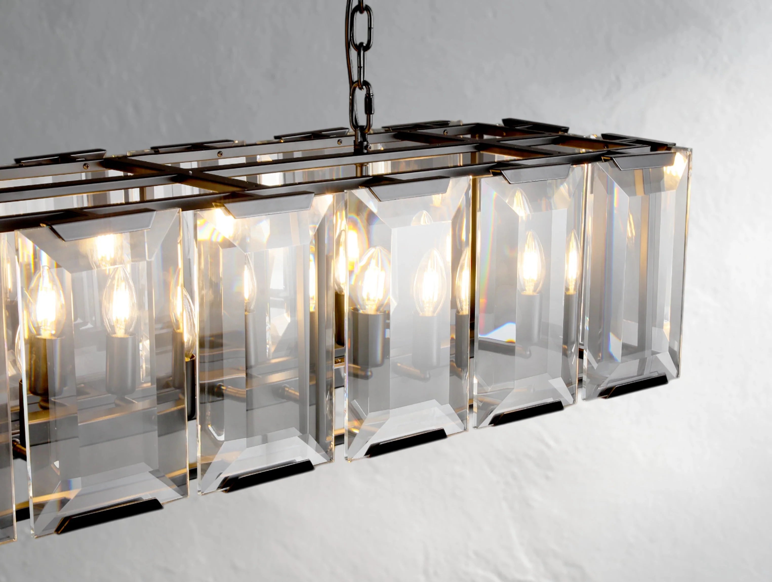 Valonne Crystal Rectangular Chandelier ZELNO LIGHTING