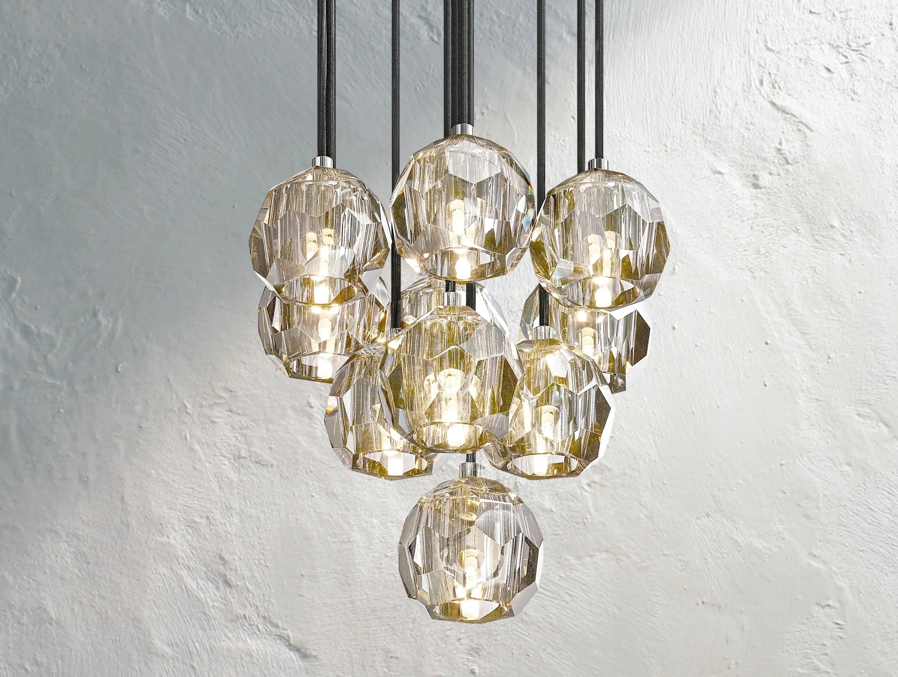 Orbital Cristal Glass Round Cluster Chandelier ZELNO LIGHTING