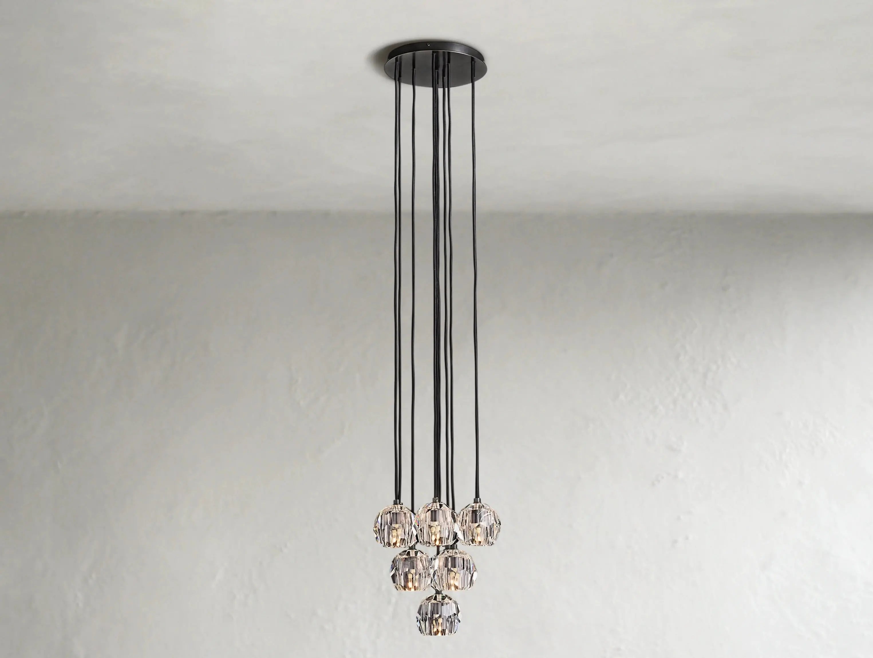 Orbital Cristal Glass Round Cluster Chandelier ZELNO LIGHTING