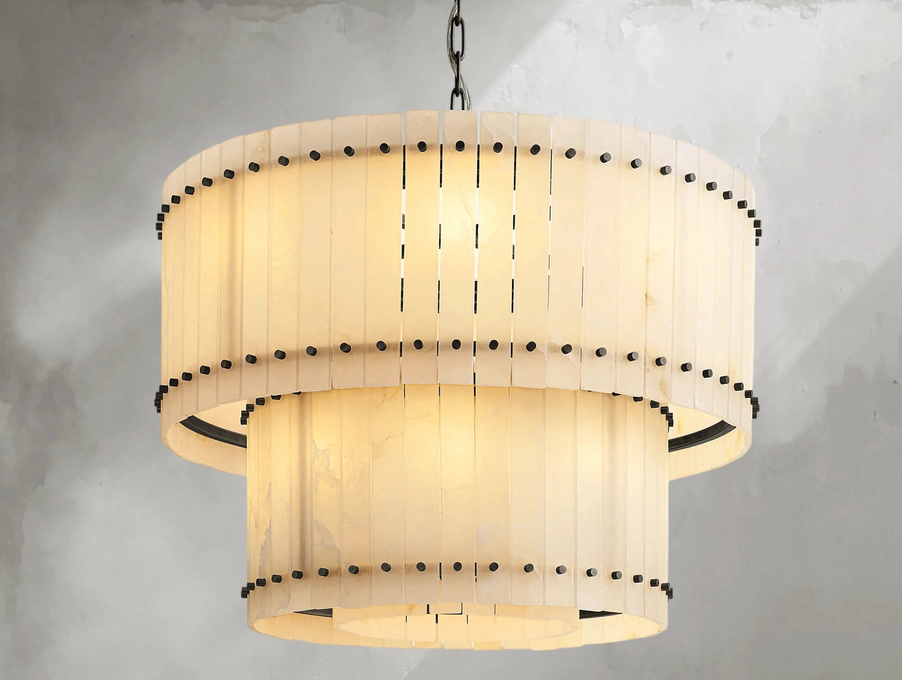 Royce Alabaster Round Tiered Chandelier ZELNO LIGHTING