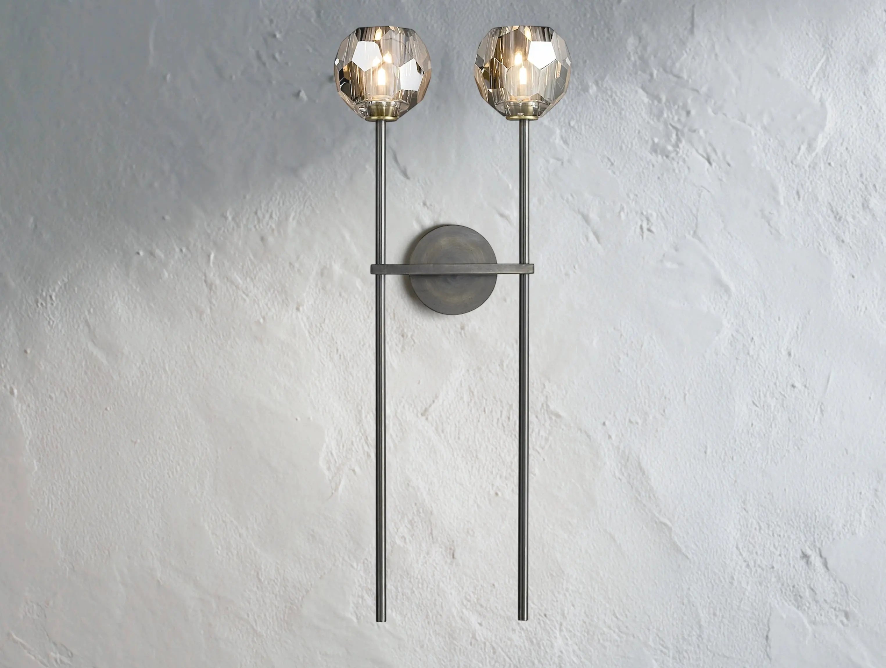 Orbital Cristal Glass Grand Double Sconce ZELNO LIGHTING