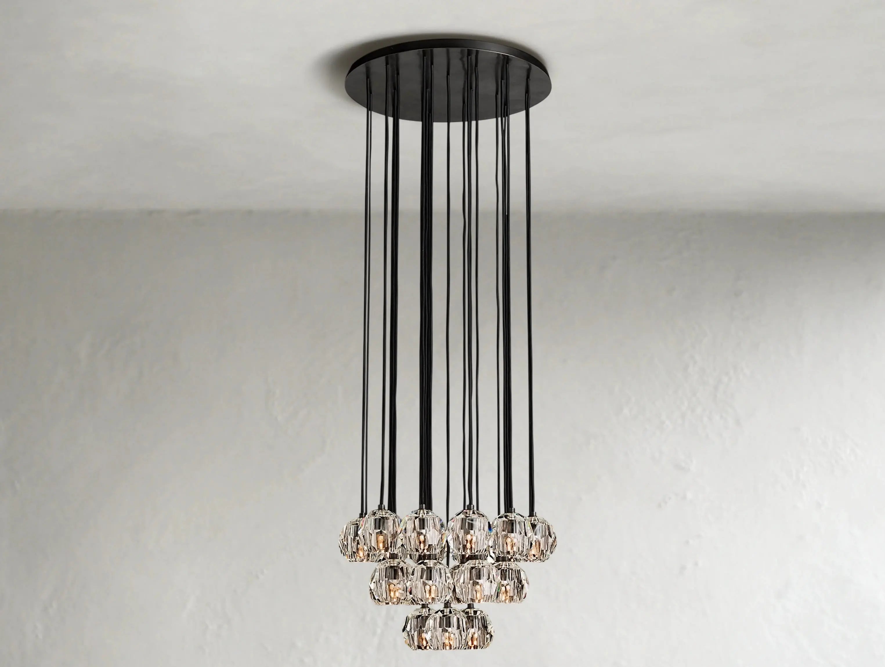 Orbital Cristal Glass Round Cluster Chandelier ZELNO LIGHTING