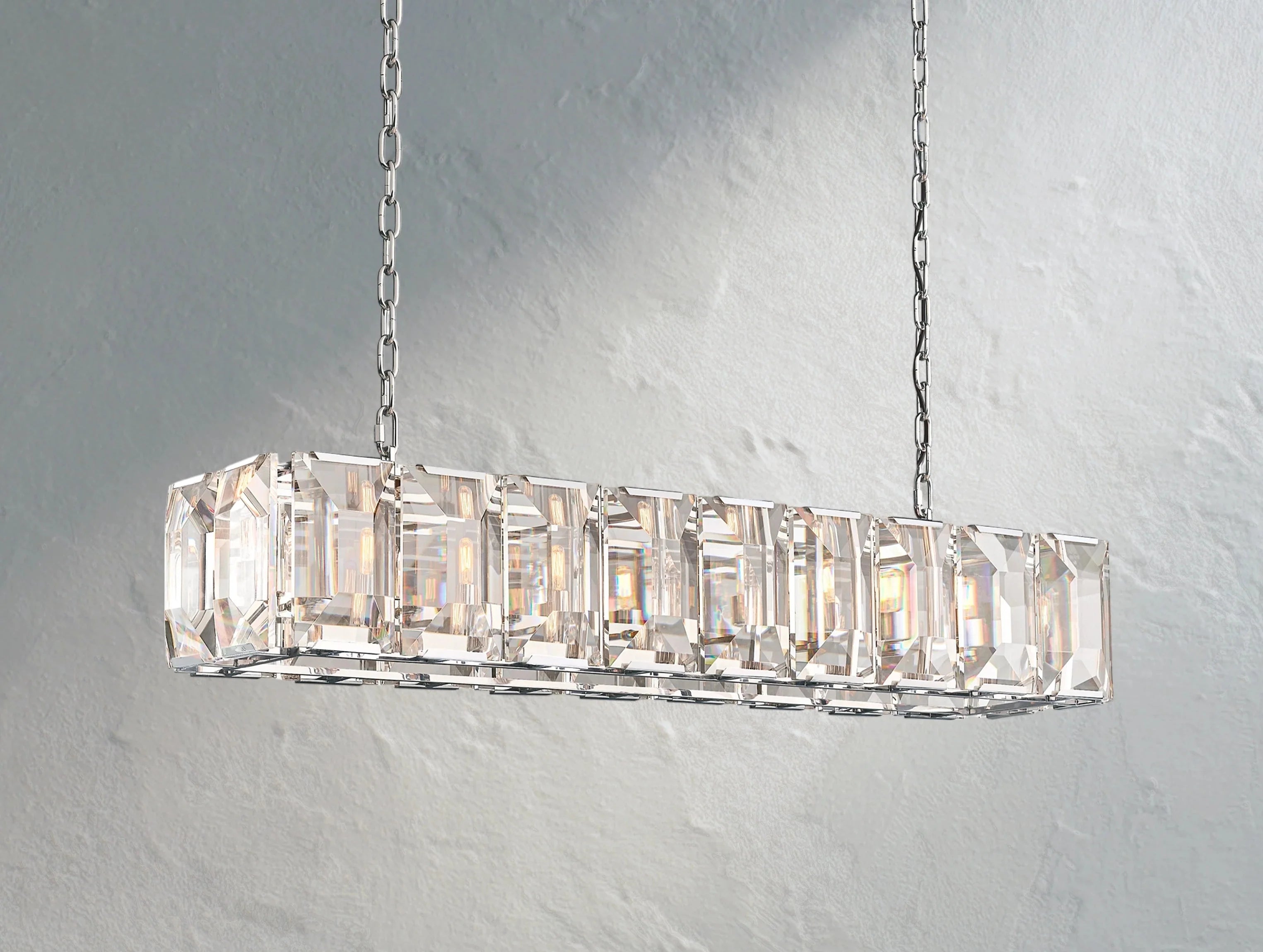 Valonne Crystal Rectangular Chandelier ZELNO LIGHTING