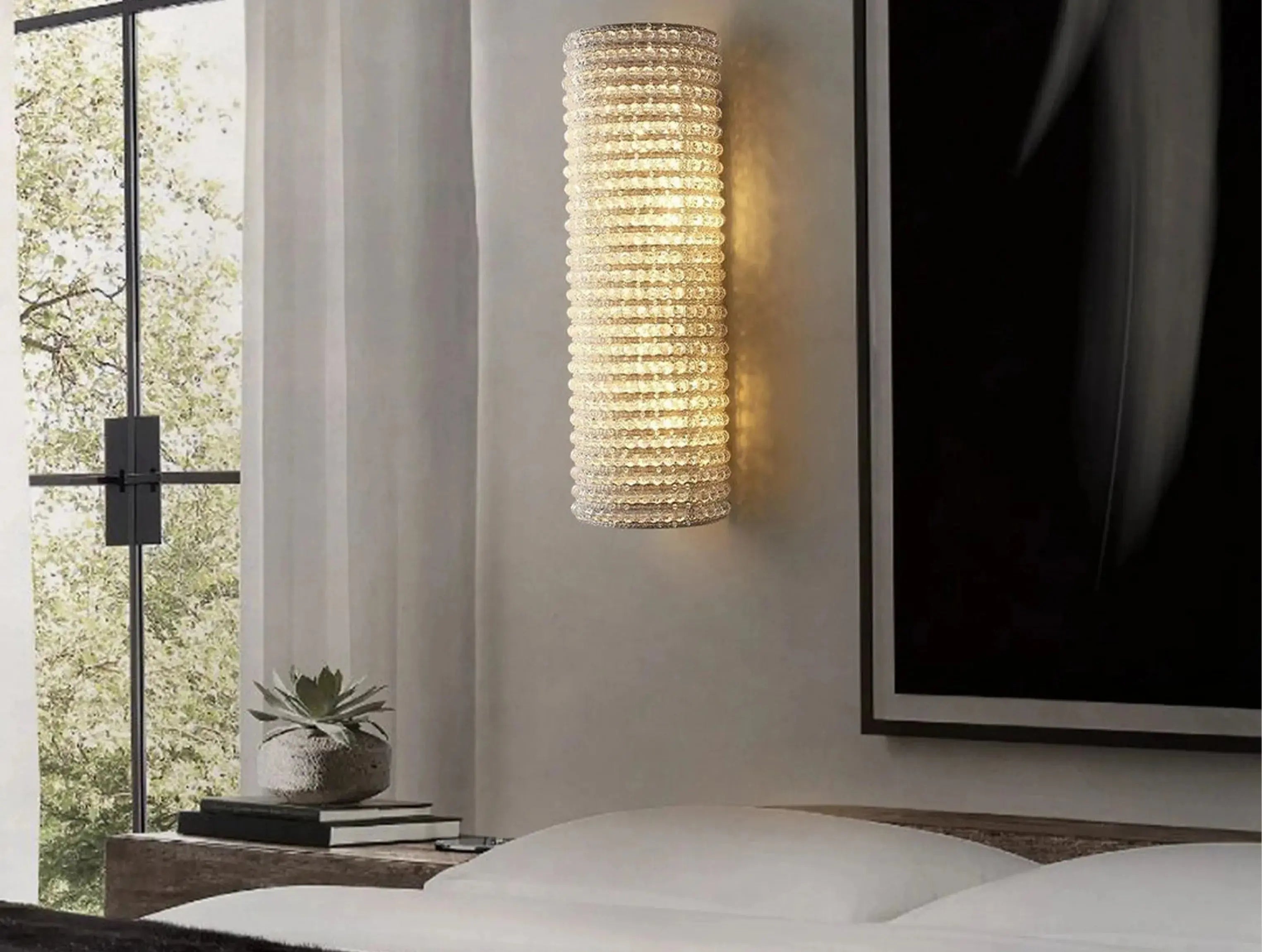 Macho Crystal Halo Clear Glass Sconce ZELNO LIGHTING