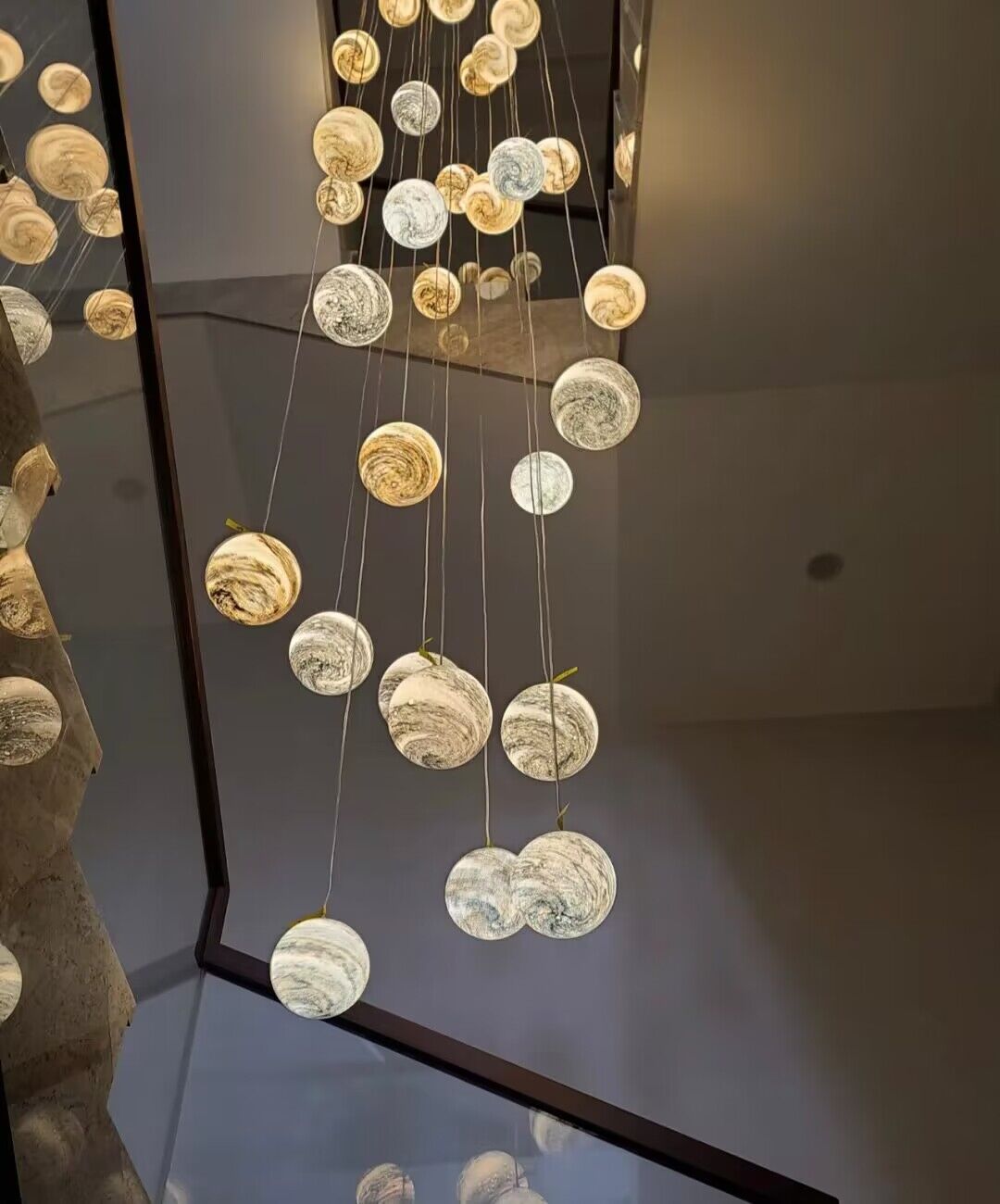 Nordic Planet Creative Long Ball Pendant Chandelier Staircase Foyer - Zelnolighting
