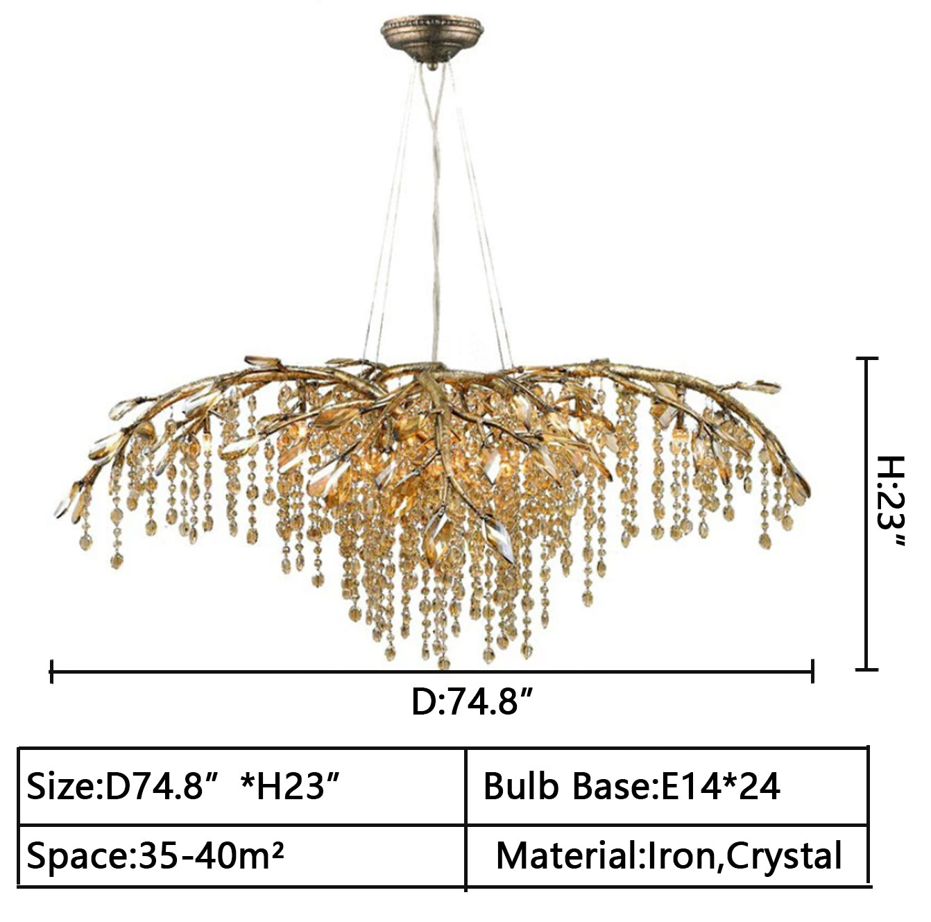 New Luxury Branch Crystal Pendant Chandelier Designer Creative Art Dining Room/Living Room Light Fixture - Zelnolighting