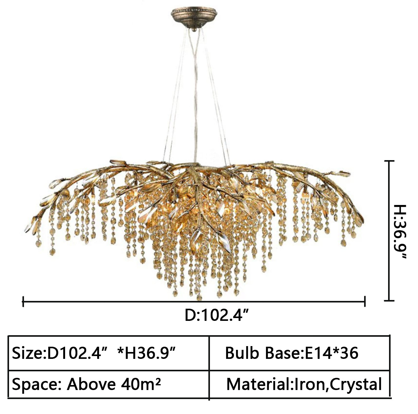 New Luxury Branch Crystal Pendant Chandelier Designer Creative Art Dining Room/Living Room Light Fixture - Zelnolighting