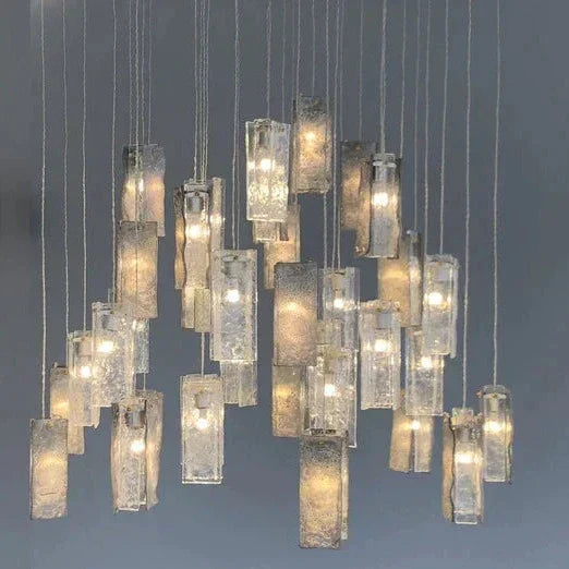 Art Design 1/25/60/84-Light Colorful Rectangle Cluster Glass Tile Pendant/Chandelier - Zelnolighting