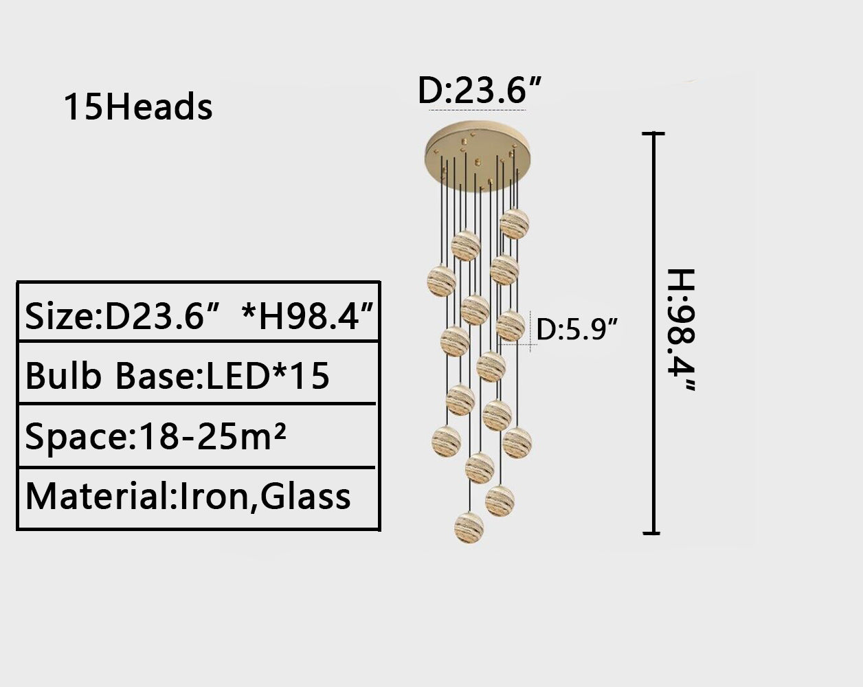 Nordic Planet Creative Long Ball Pendant Chandelier Staircase Foyer - Zelnolighting