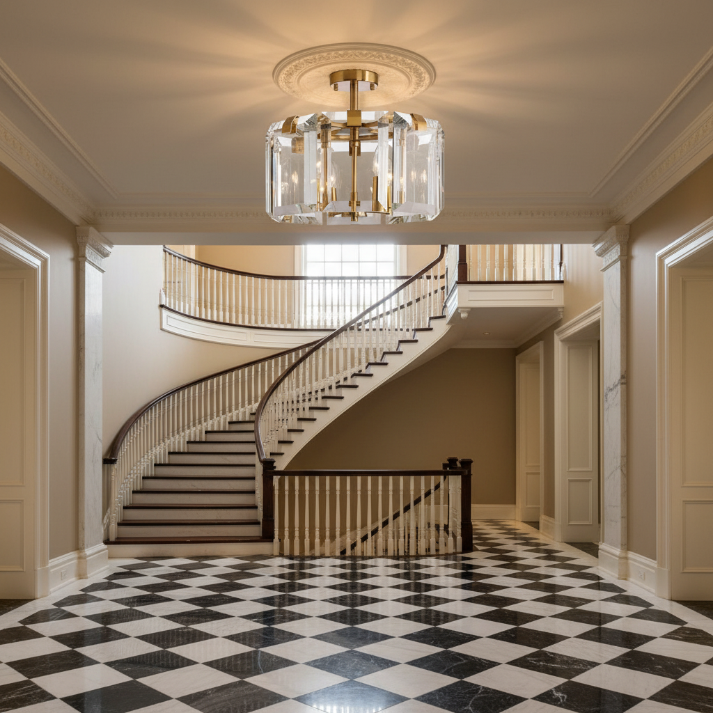 Luster Gaze Radiant Prism 4-Light Flushmount - grand American estate foyer