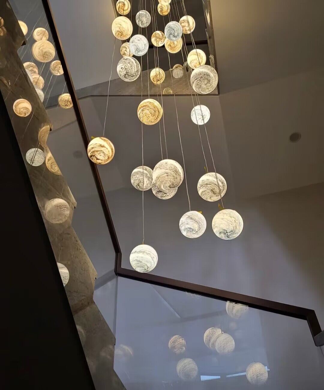 Nordic Planet Creative Long Ball Pendant Chandelier Staircase Foyer - Zelnolighting