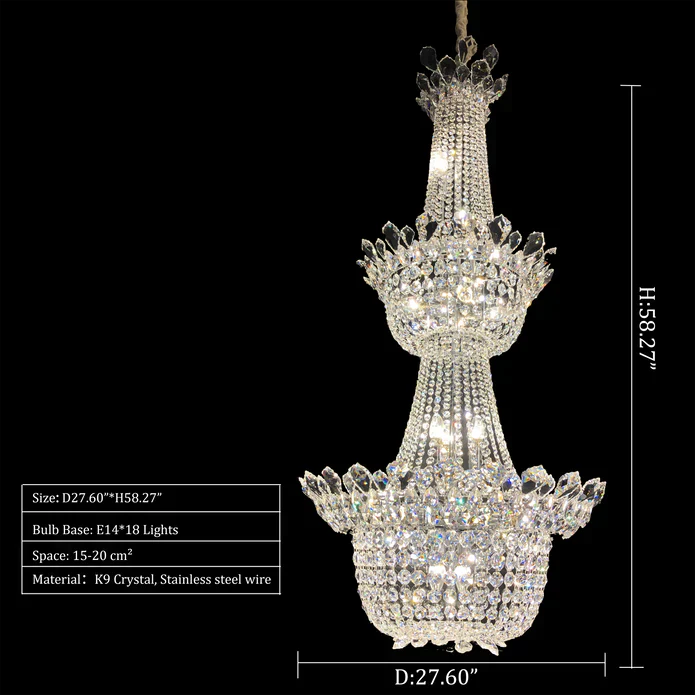 Luxury Empire Branch Crystal Chandelier Pendant Light for Entryway and Foyer - Zelnolighting