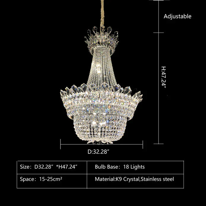 Luxury Empire Branch Crystal Chandelier Pendant Light for Entryway and Foyer - Zelnolighting