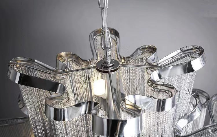 Post-Modern Extra Large Stainless Steel Long Tassel Chandelier for Large Living Room / Staircase / Villa / Duplexes - Zelnolighting