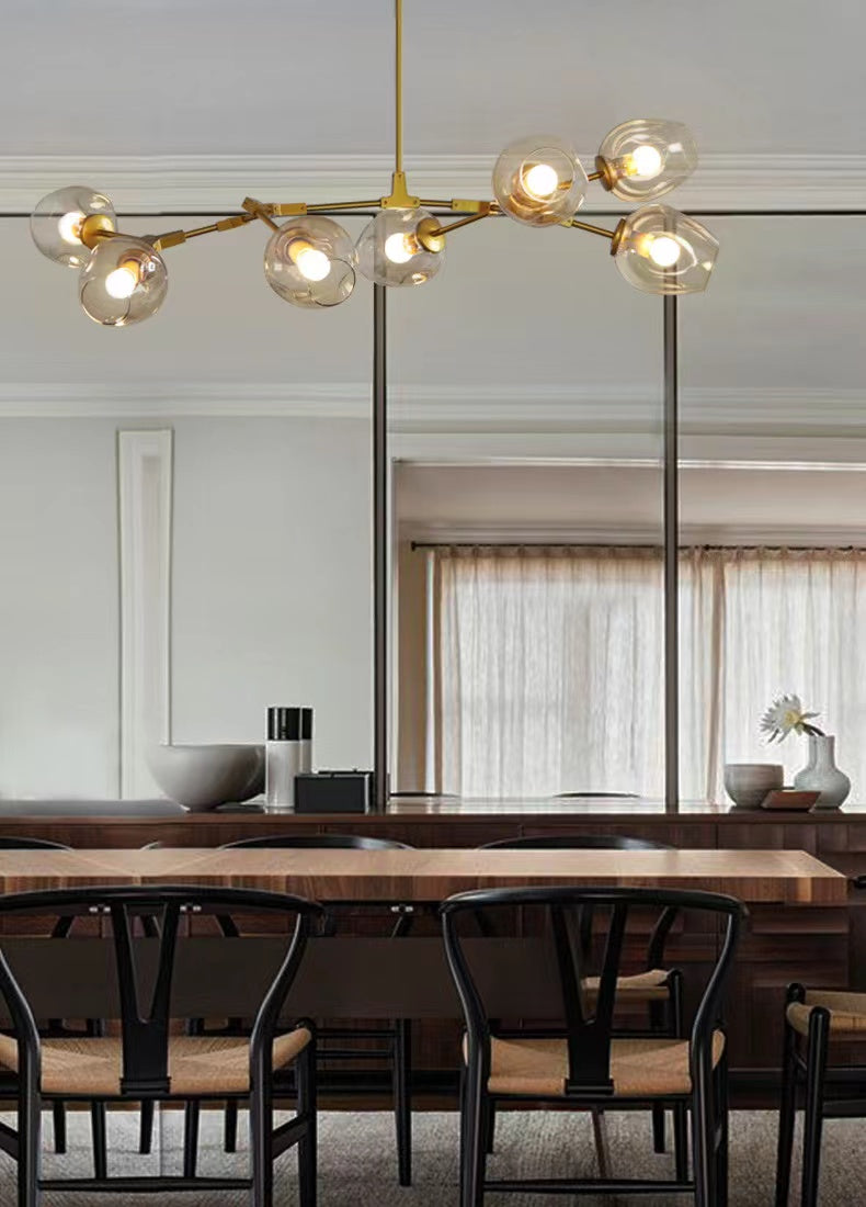 Modern Industrial Branch Chandelier with Multiple Glass Pendants Extra Large for Living or Dining Room - Zelnolighting