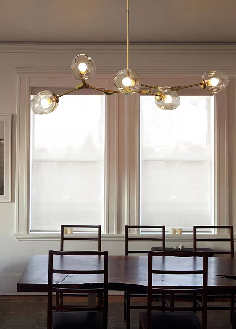 Modern Industrial Branch Chandelier with Multiple Glass Pendants Extra Large for Living or Dining Room - Zelnolighting