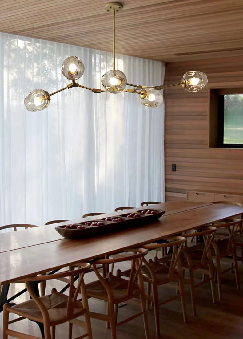 Modern Industrial Branch Chandelier with Multiple Glass Pendants Extra Large for Living or Dining Room - Zelnolighting