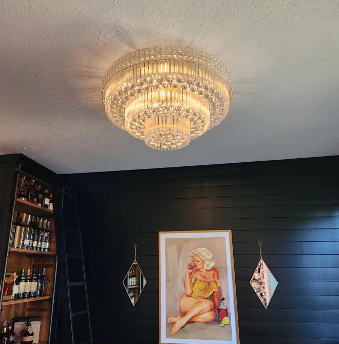 Extra Large Three Layers Round Luxury Flush Mounted Crystal Chandelier for Living Room - Zelnolighting