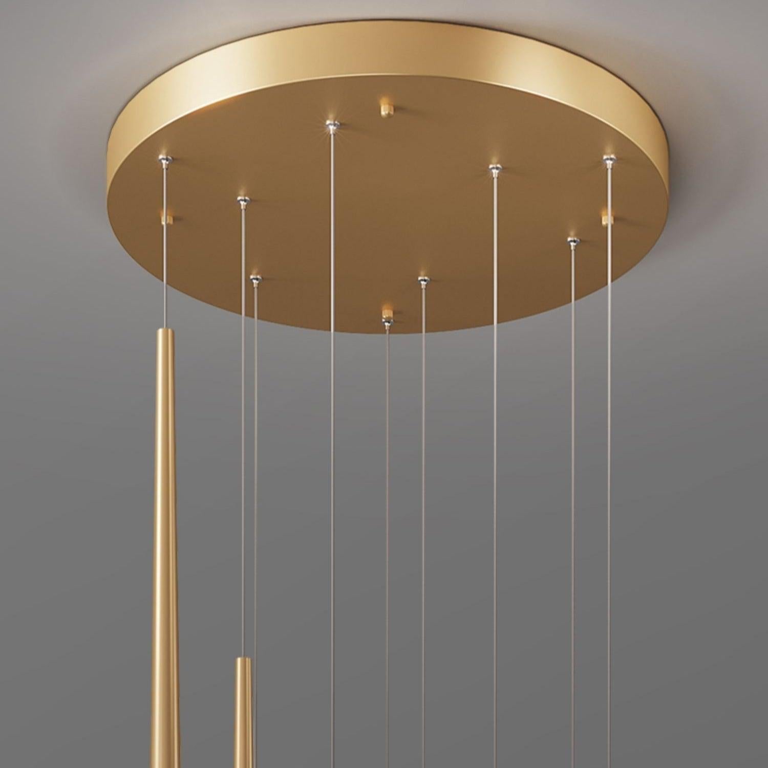 Minimalism Foyer Staircase Chandelier Ceiling Pendant Lighting Fixture For Living Room Entryway In Gold/ Black Finish - Zelnolighting