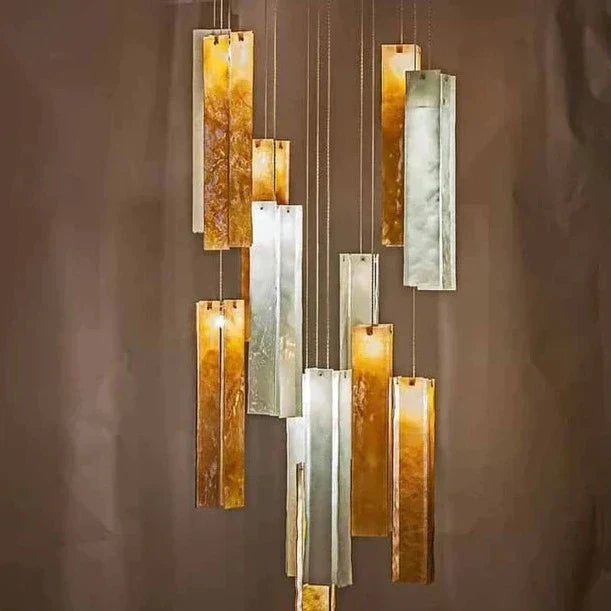 Art Design 1/25/60/84-Light Colorful Rectangle Cluster Glass Tile Pendant/Chandelier - Zelnolighting