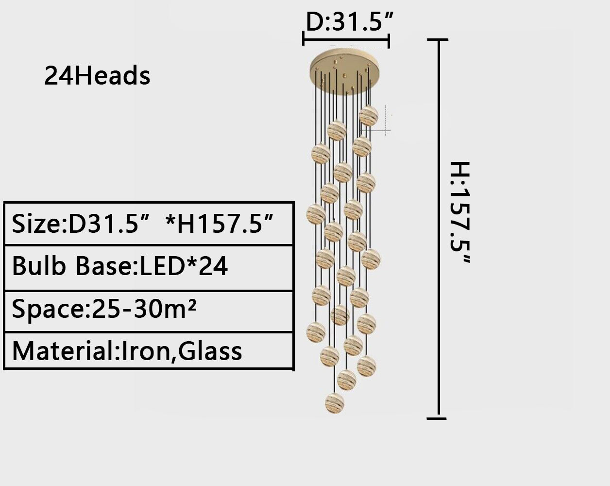 Nordic Planet Creative Long Ball Pendant Chandelier Staircase Foyer - Zelnolighting