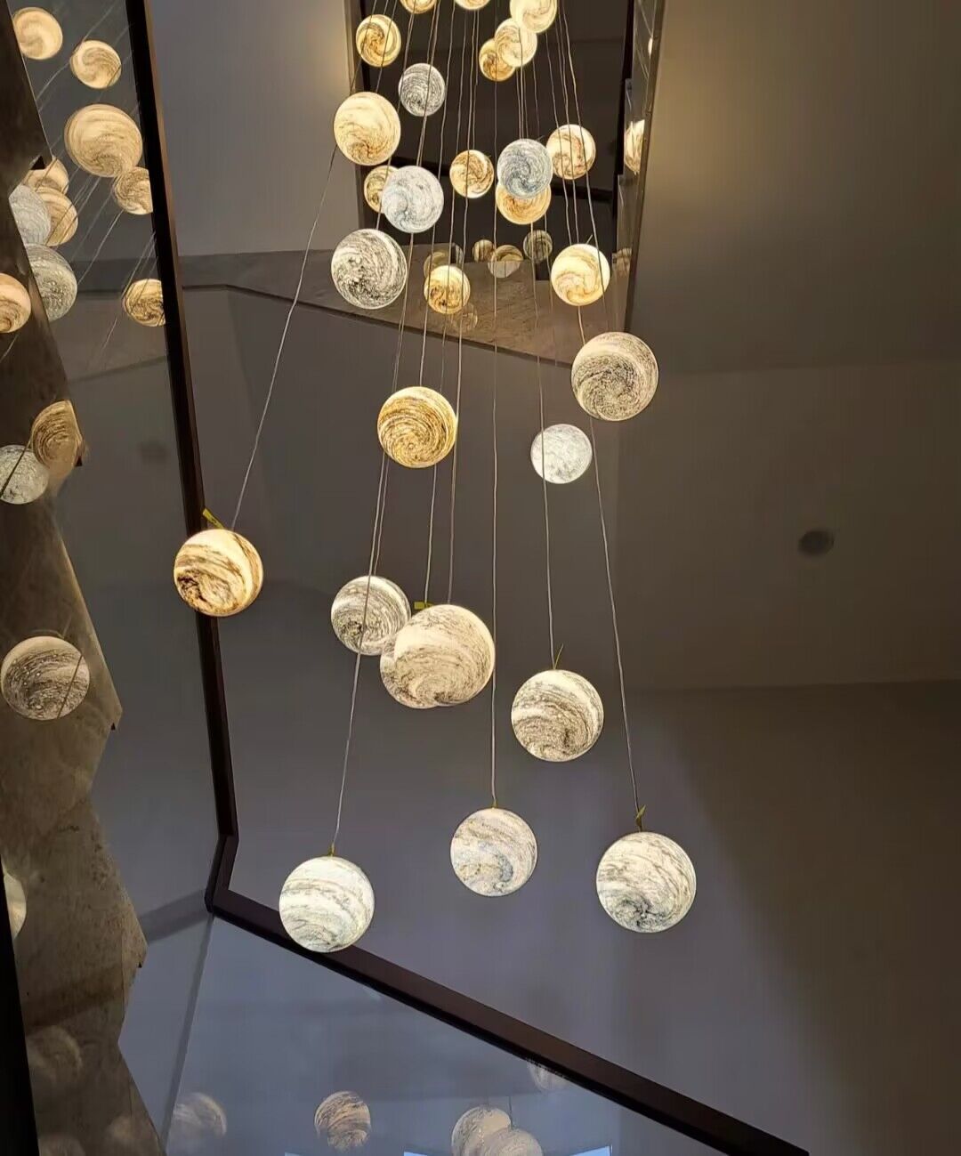 Nordic Planet Creative Long Ball Pendant Chandelier Staircase Foyer - Zelnolighting