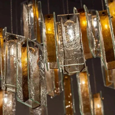 Art Design 1/25/60/84-Light Colorful Rectangle Cluster Glass Tile Pendant/Chandelier - Zelnolighting