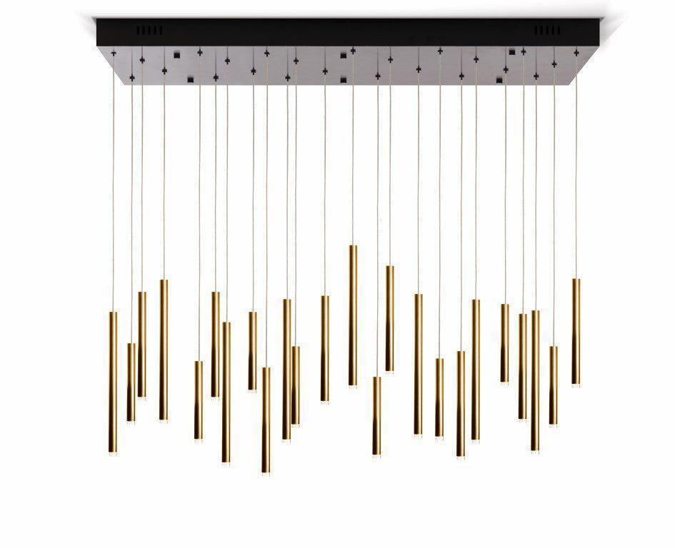 Bellini Rectangular Tri-Tone Tubular Pendant Light Chandelier - Zelnolighting