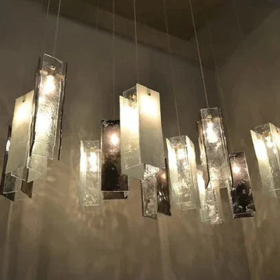 Art Design 1/25/60/84-Light Colorful Rectangle Cluster Glass Tile Pendant/Chandelier - Zelnolighting