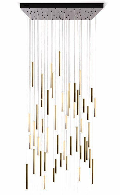 Bellini Square Tri-Tone Tubular Pendant Light Chandelier - Zelnolighting