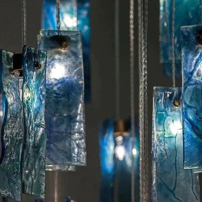Art Design 1/25/60/84-Light Colorful Rectangle Cluster Glass Tile Pendant/Chandelier - Zelnolighting