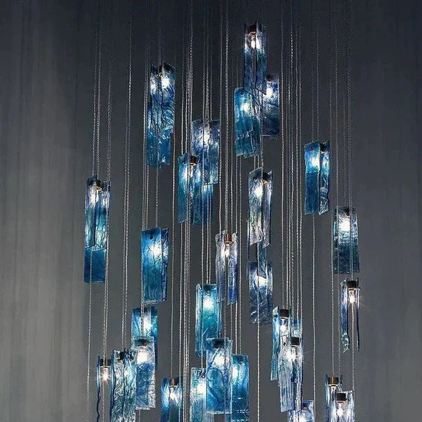 Art Design 1/25/60/84-Light Colorful Rectangle Cluster Glass Tile Pendant/Chandelier - Zelnolighting