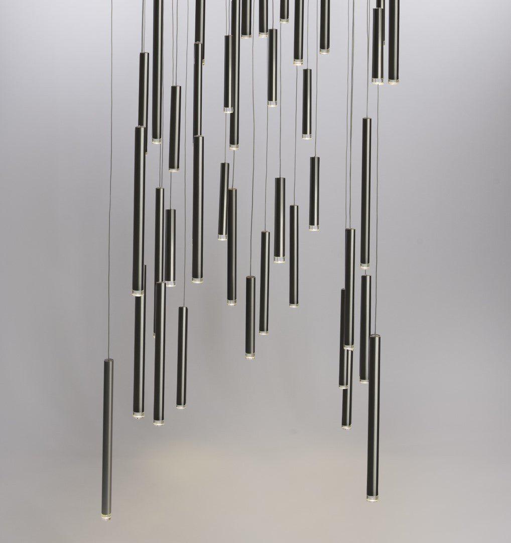 Bellini Square Tri-Tone Tubular Pendant Light Chandelier - Zelnolighting