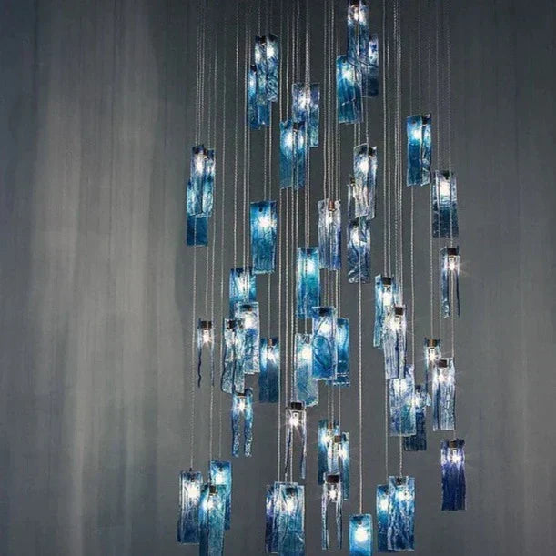 Art Design 1/25/60/84-Light Colorful Rectangle Cluster Glass Tile Pendant/Chandelier - Zelnolighting