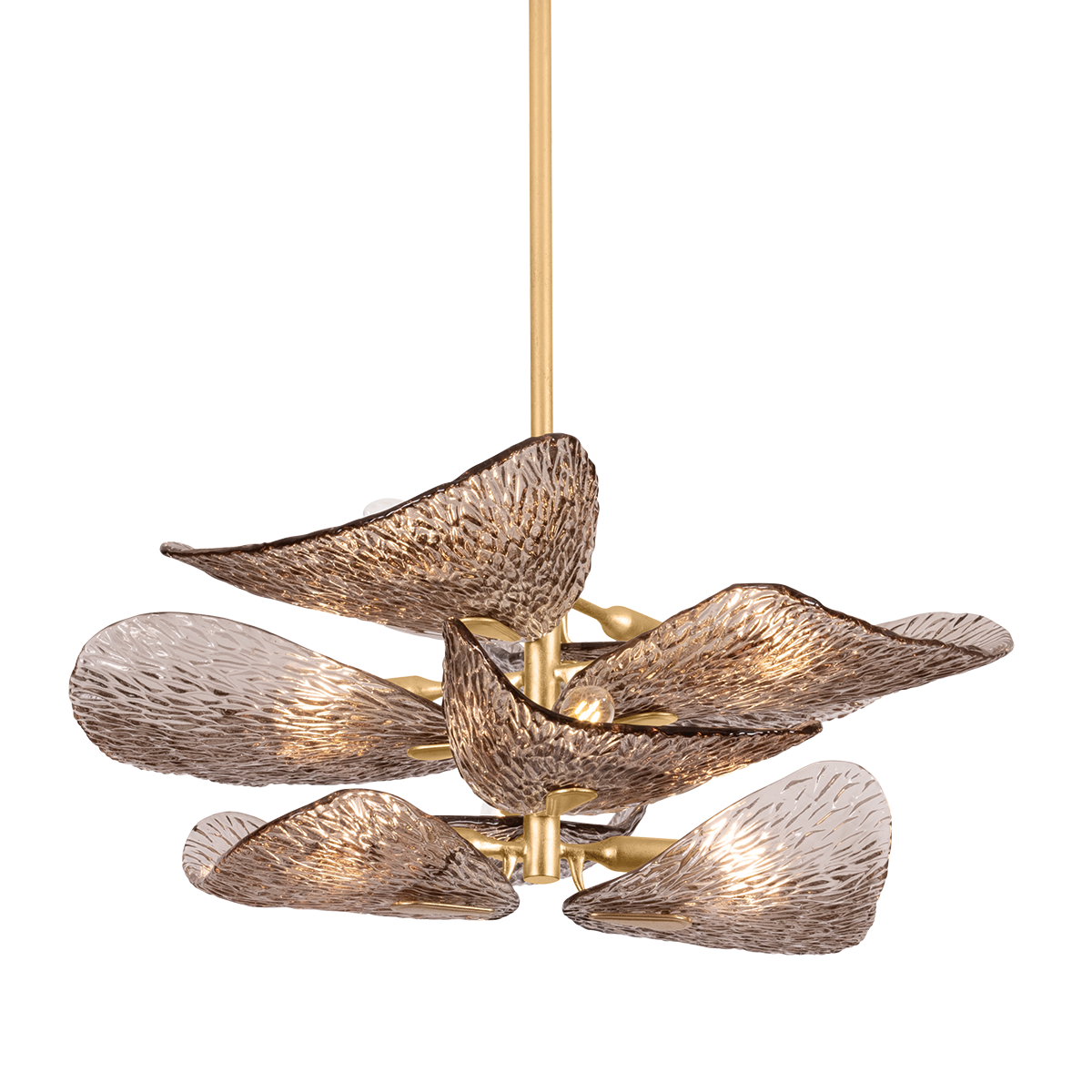 Corbett Lighting Cardiff Semi Flush Mount Chandelier 8-Light Vintage Gold Leaf